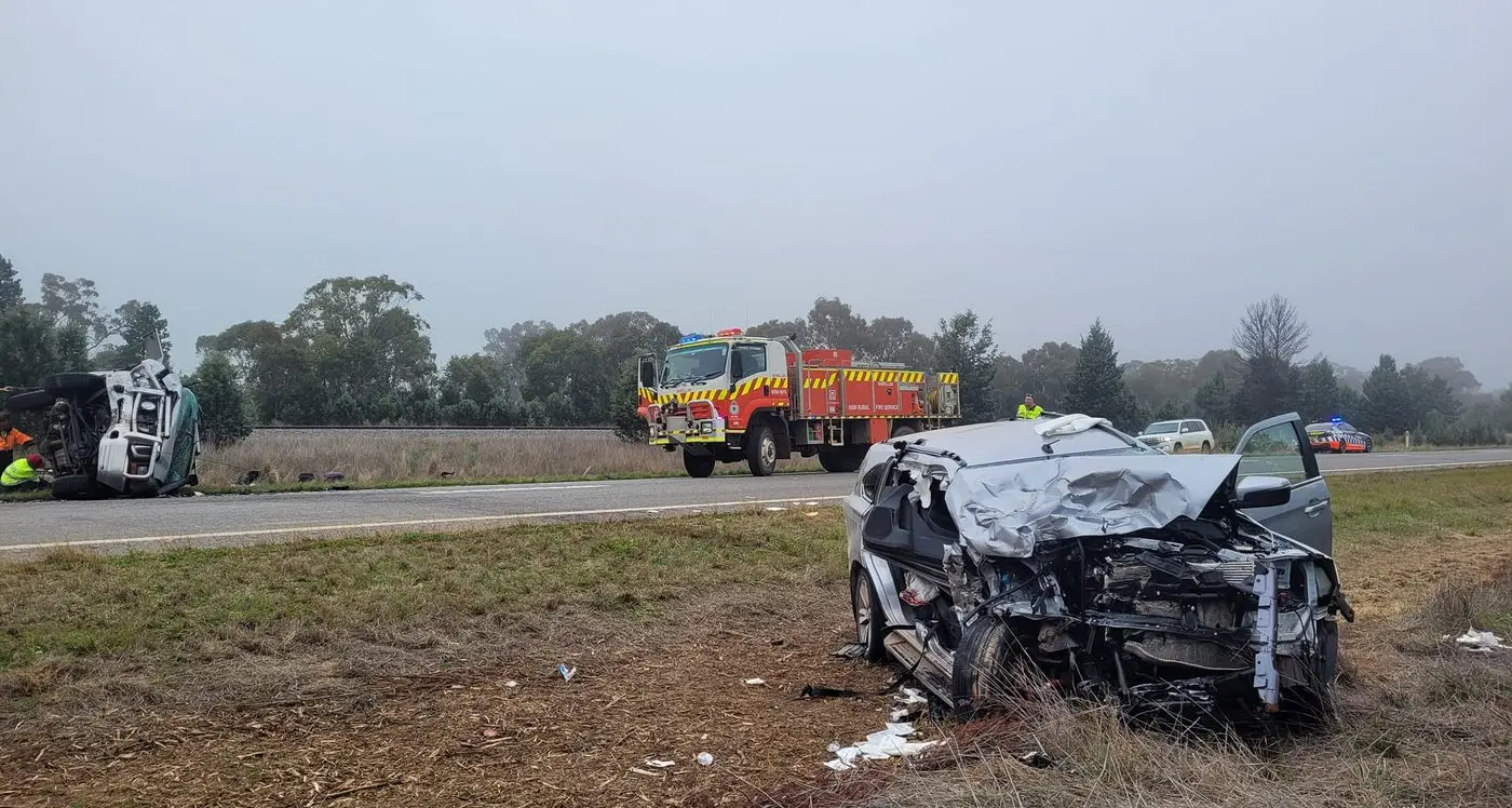 Highway closed after two-car crash
