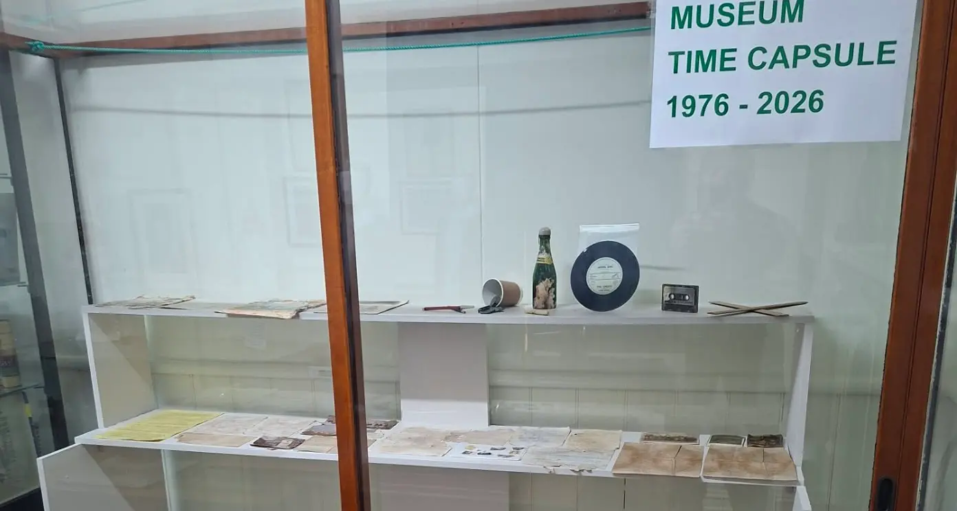 Salvaged time capsule items on display